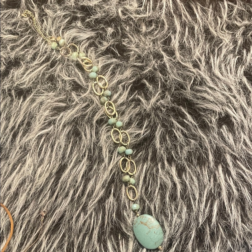 Lia Sophia Gold and Aqua Necklace